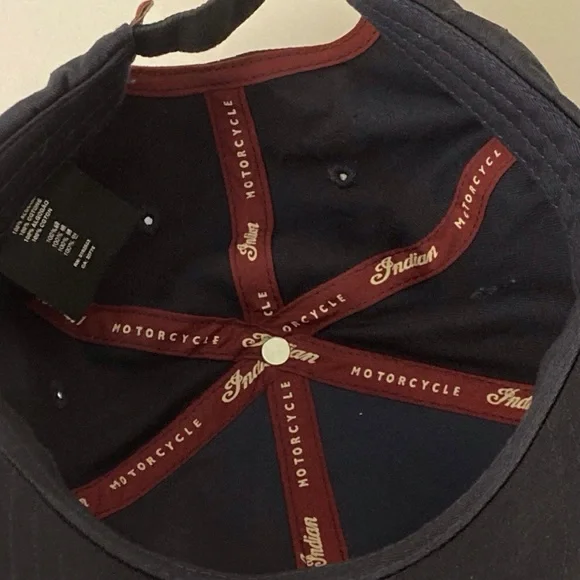 Indian Motorcycles 1901 US Flag Logo, Navy Blue Baseball Hat, Strap Back - Picture 4 of 11